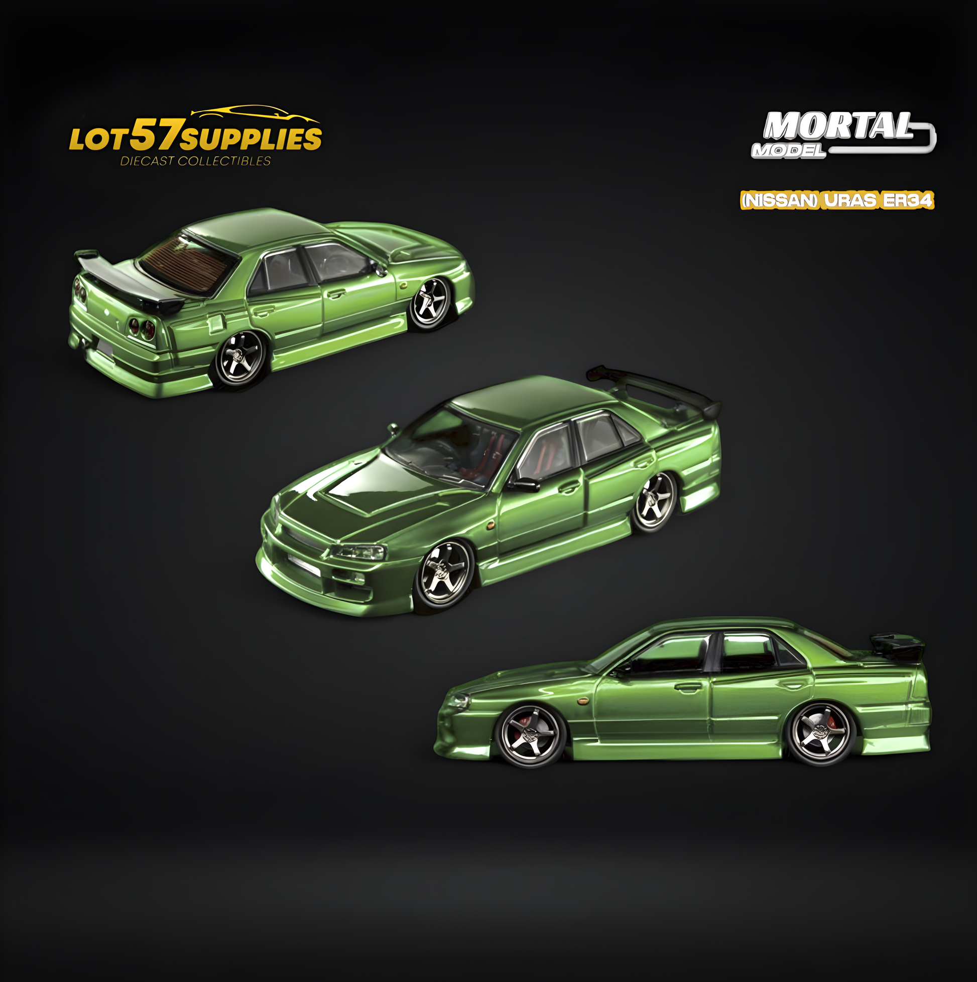 Mortal ER34 SKYLINE URAS Transparent Metallic Green 1:64