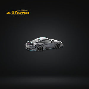 (Pre-Order) PopRace Porsche 992 Stinger GTR Carbon Edition - Carbon Grey Blue Line 1:64