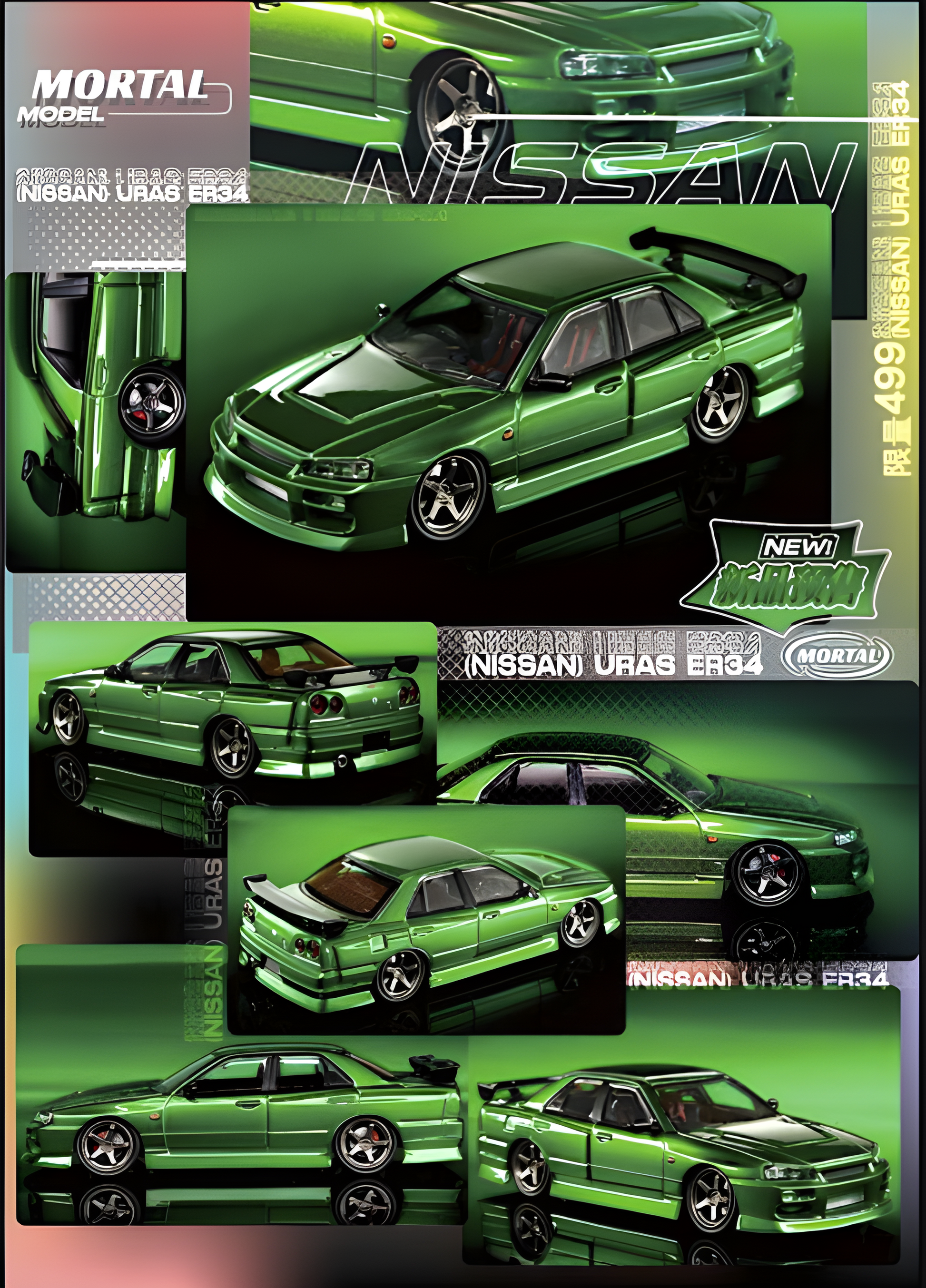 Mortal ER34 SKYLINE URAS Transparent Metallic Green 1:64