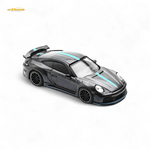 PopRace Porsche 992 Stinger GTR Carbon Edition Carbon Grey Blue Line 1:64 Diecast Model