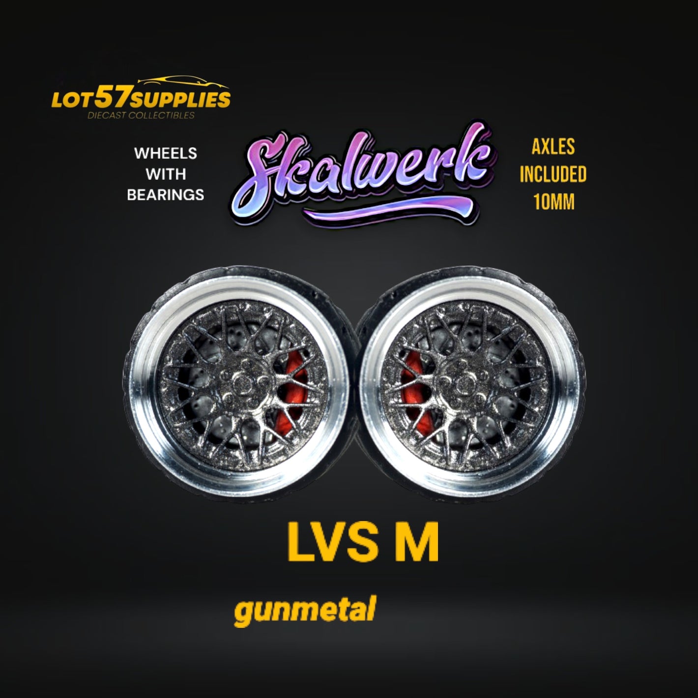 Custom Order Only - Skalwerk - LVS M - GUNMETAL - 1:64 (1 SET = 4 Wheels)