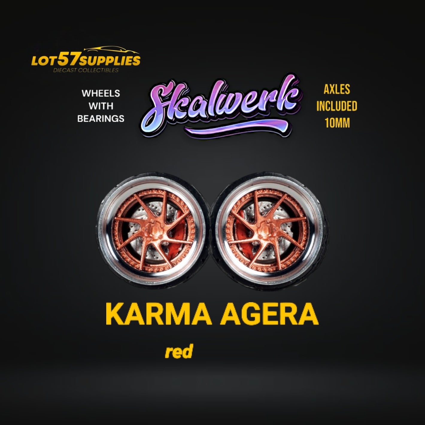 Custom Order Only - Skalwerk - KARMA AGERA - RED - 1:64 (1 SET = 4 Wheels)