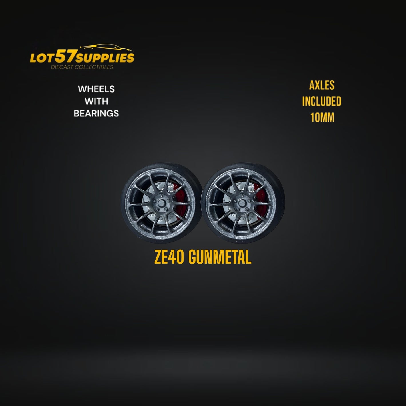 Custom Order Only - Skalwerk - ZE40 GUN METAL - 1:64 (1 SET = 4 Wheels)