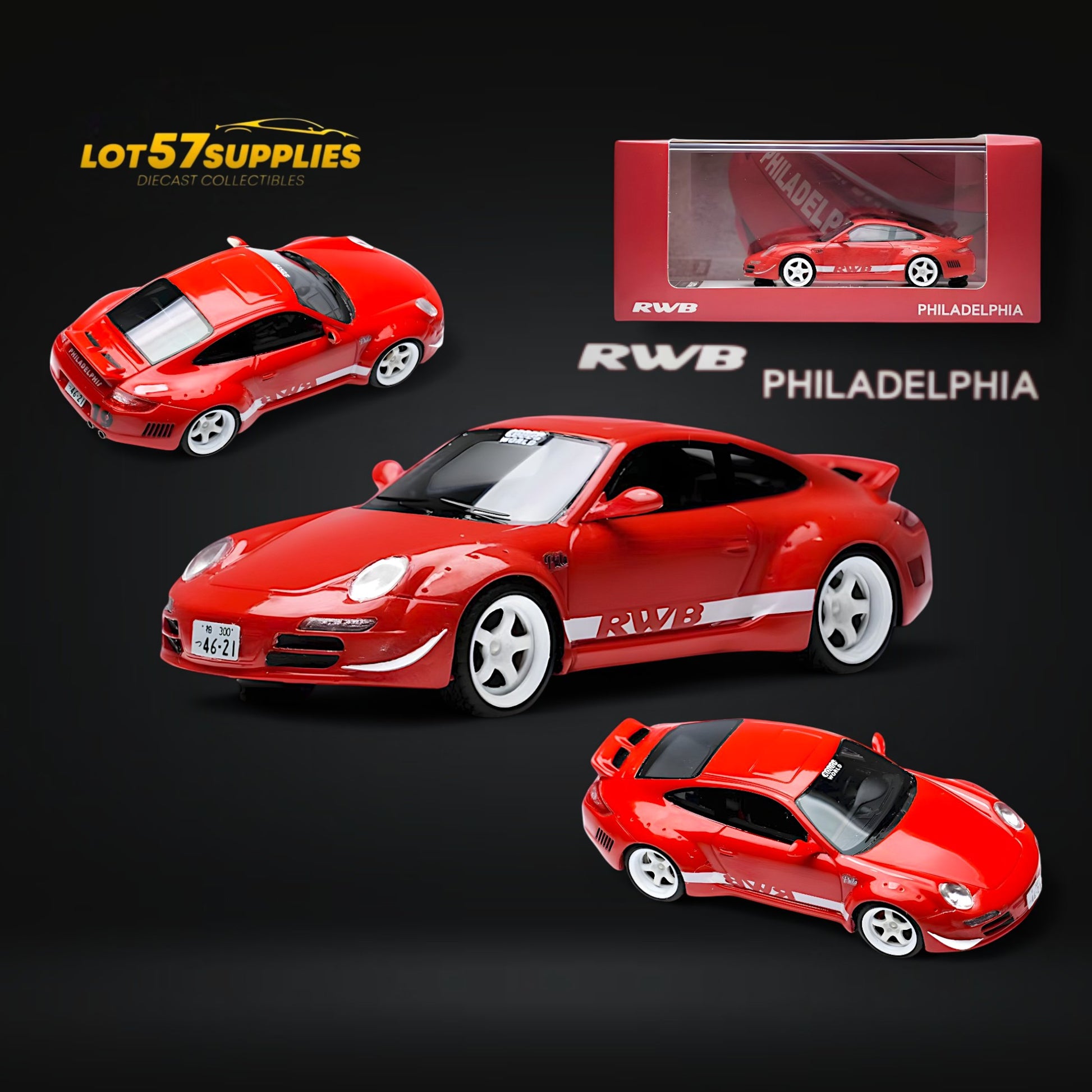 RWB Porsche RWB 997 PHILADELPHIA Racing Style 1:64 Resin