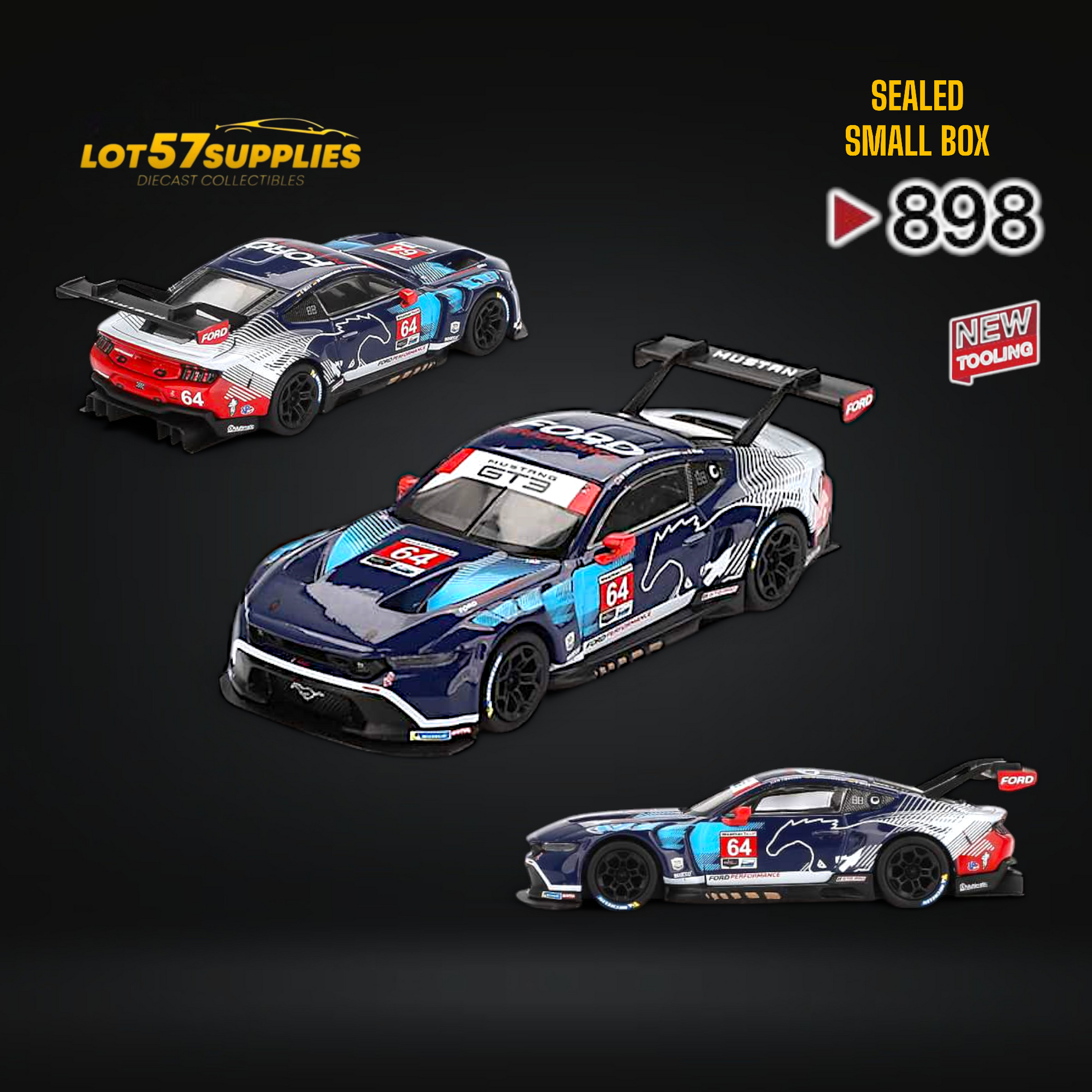 Mini-GT Ford Mustang GT3 #64 FMM 2024 IMSA Daytona 24 Hrs #898 1:64