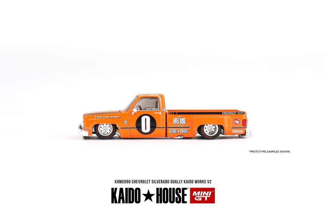  Mini GT x Kaido House Chevrolet Silverado DUALLY KAIDO V2 Orange 1:64 KHMG090