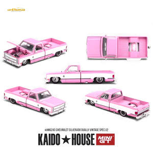 Mini GT x Kaido House Chevrolet Silverado Dually Vintage Spec V2 Pink 1:64 Diecast Model