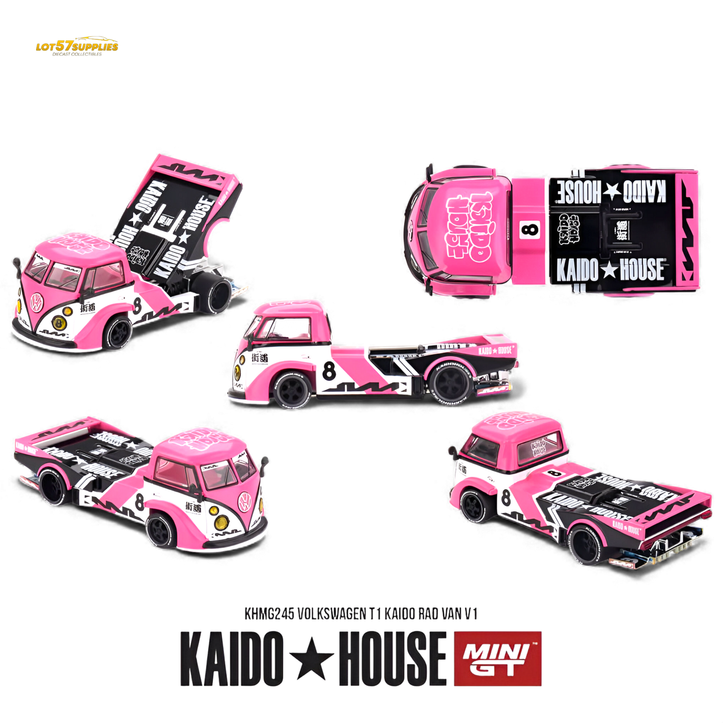 Mini GT x Kaido House Volkswagen T1 Pink 1:64 Diecast Model
