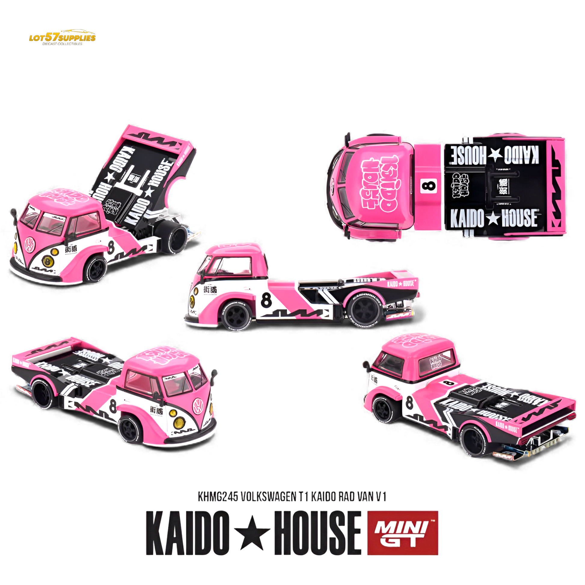 Mini GT x Kaido House Volkswagen T1 Pink 1:64 Diecast Model