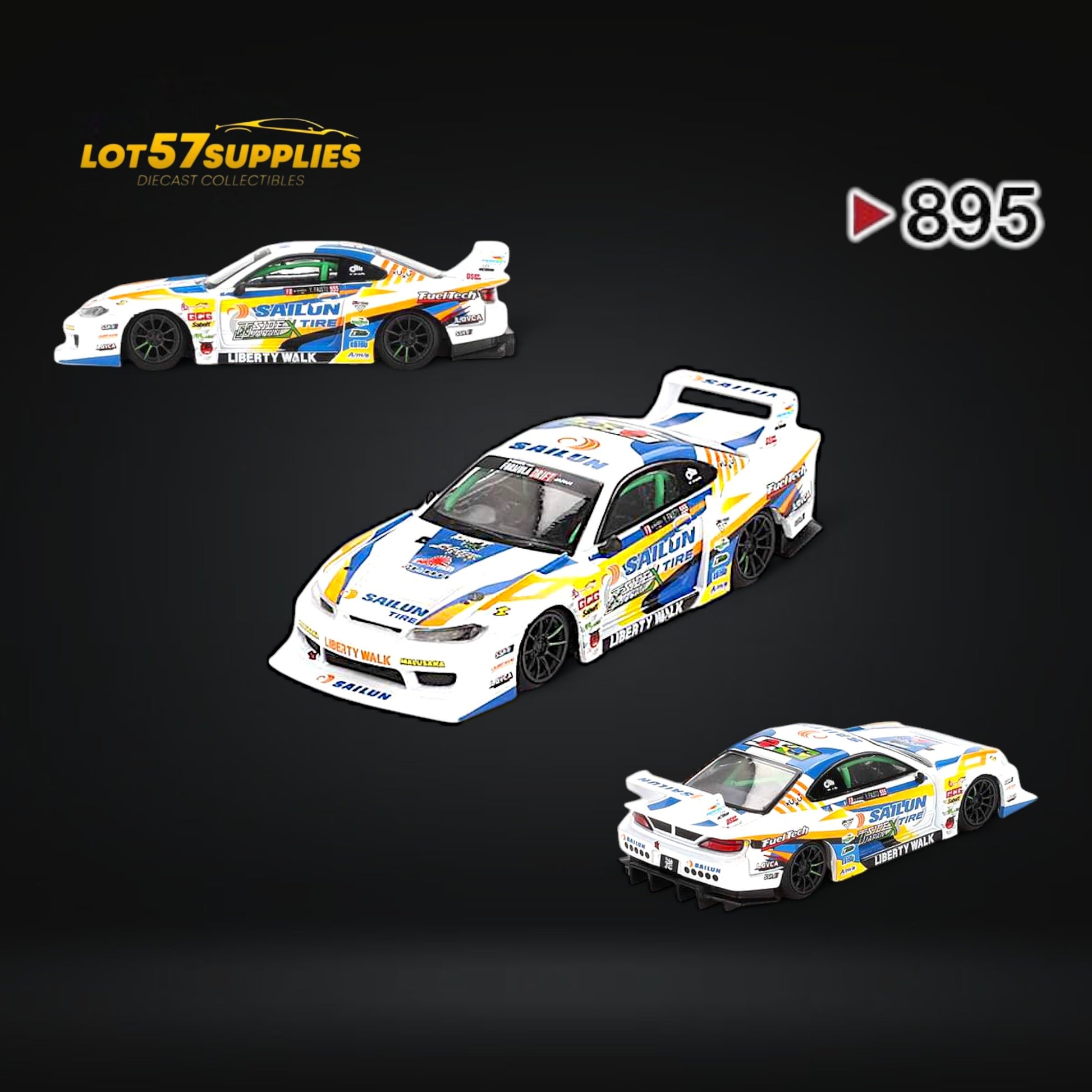 Mini-GT Nissan LB-Super Silhouette S15 Silvia 2023 Formula Drift Japan #895 1:64