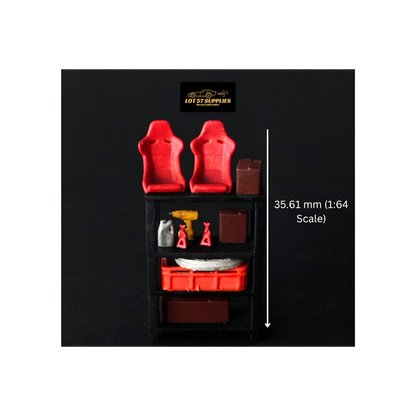 LOT57 Parts "AUTO PARTS SHELVING" V1 1:64 Diorama Accessory