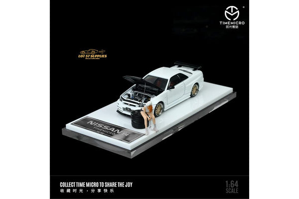 TimeMicro Nissan Skyline GTR-R34 Z-Tune White 1:64 • Lot57Supplies