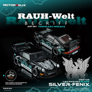 (Pré-commande) MotorHelix RWB 964 Silver-Fenix - Noir 1:64
