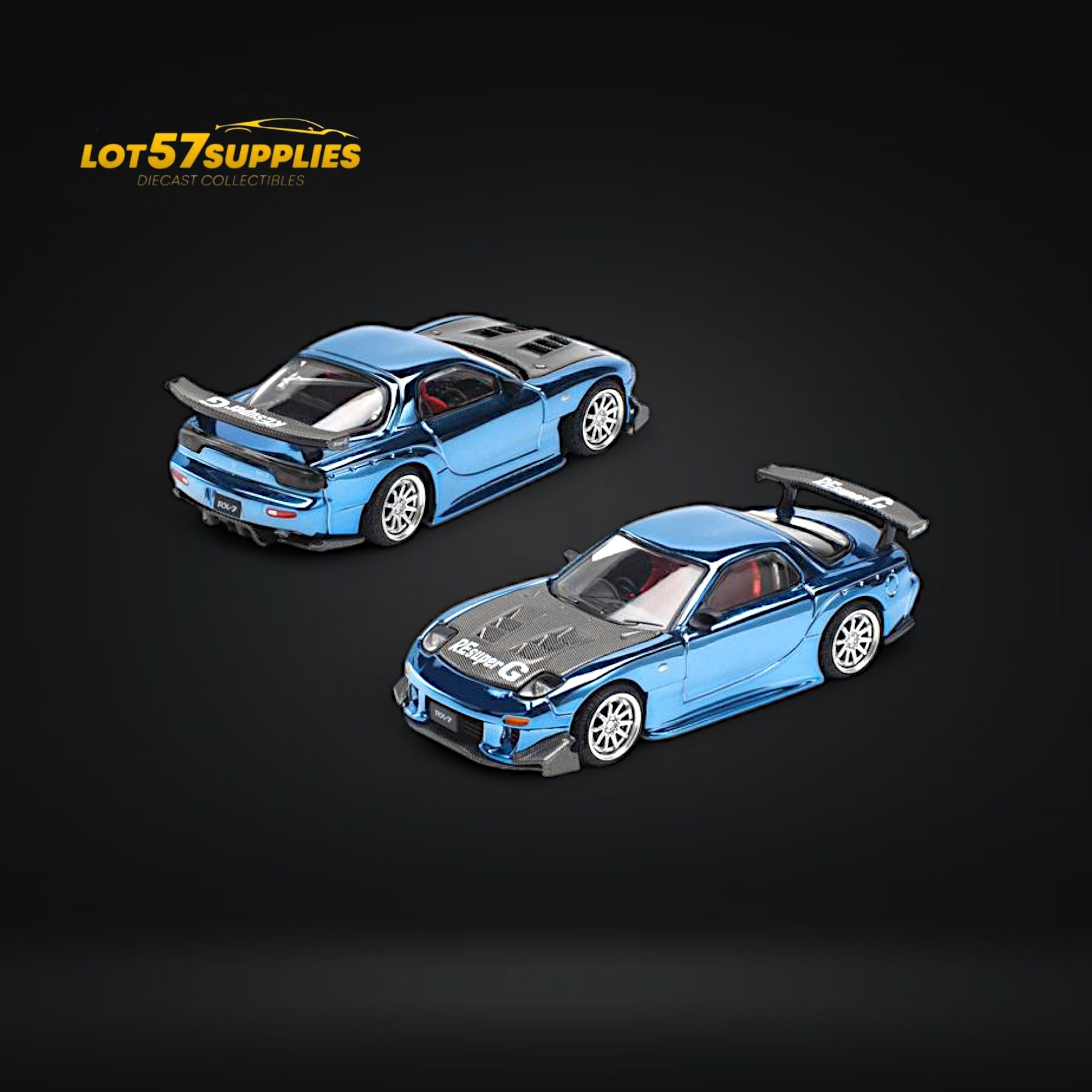 Pre-Order) Pop Race Mazda RX-7 Re-Amemiya Blue Chrome 1:64