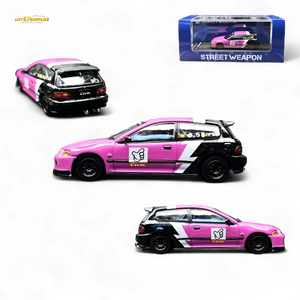 Street Weapon Honda Civic EG6 No Good Racing Pink - Black 1:64
