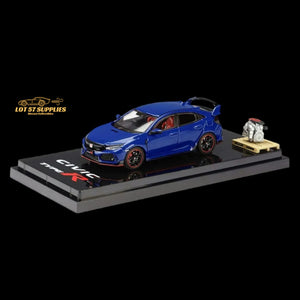 Hobby Japan 2017 Honda Civic Type R FK8 Brilliant Sporty Blue With Engine Model Display 1:64 HJ641055ABL