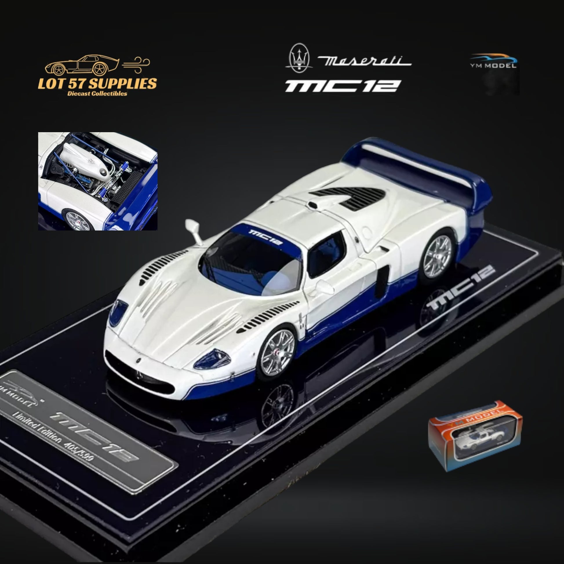 YM Model Maserati MC12 Stradale 2-Tone Blue / White Limited to 499 Pcs 1:64