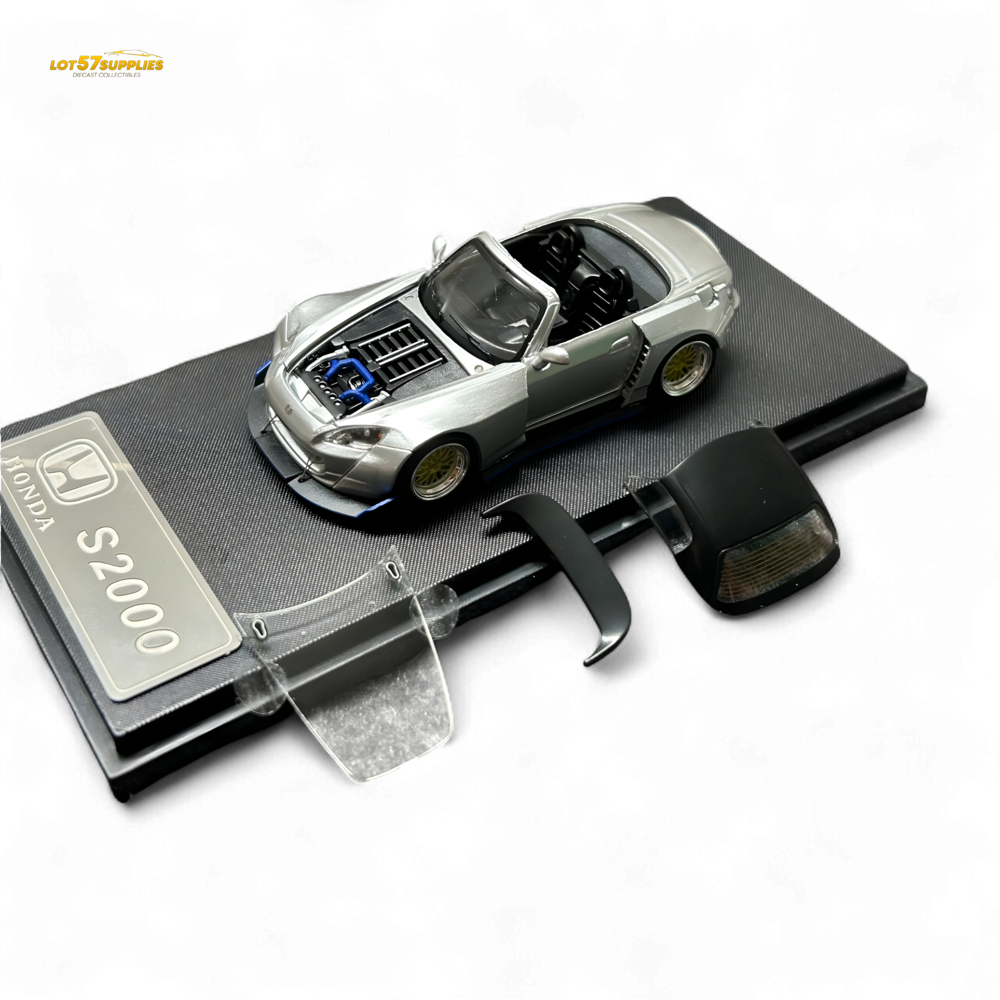 Model car on a display stand with 'Honda S2000' label