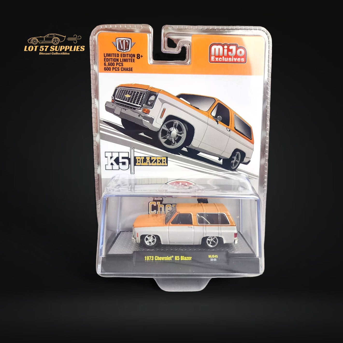 M2 Machines 1973 Chevrolet K5 Blazer With Removeable Hardtop - Orange/White 1:64