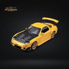 BSC Mazda RX7 FD3S Yellow Carbon Hood Gold Wheels 1:64
