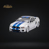 GDO Hunter x DCM 2014 Ford Mustang GT 5.0 Silver With Blue Stripes 1:64