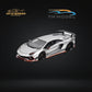 YM Model Lamborghini Aventador S Rowen Silver & Red Line 1:64