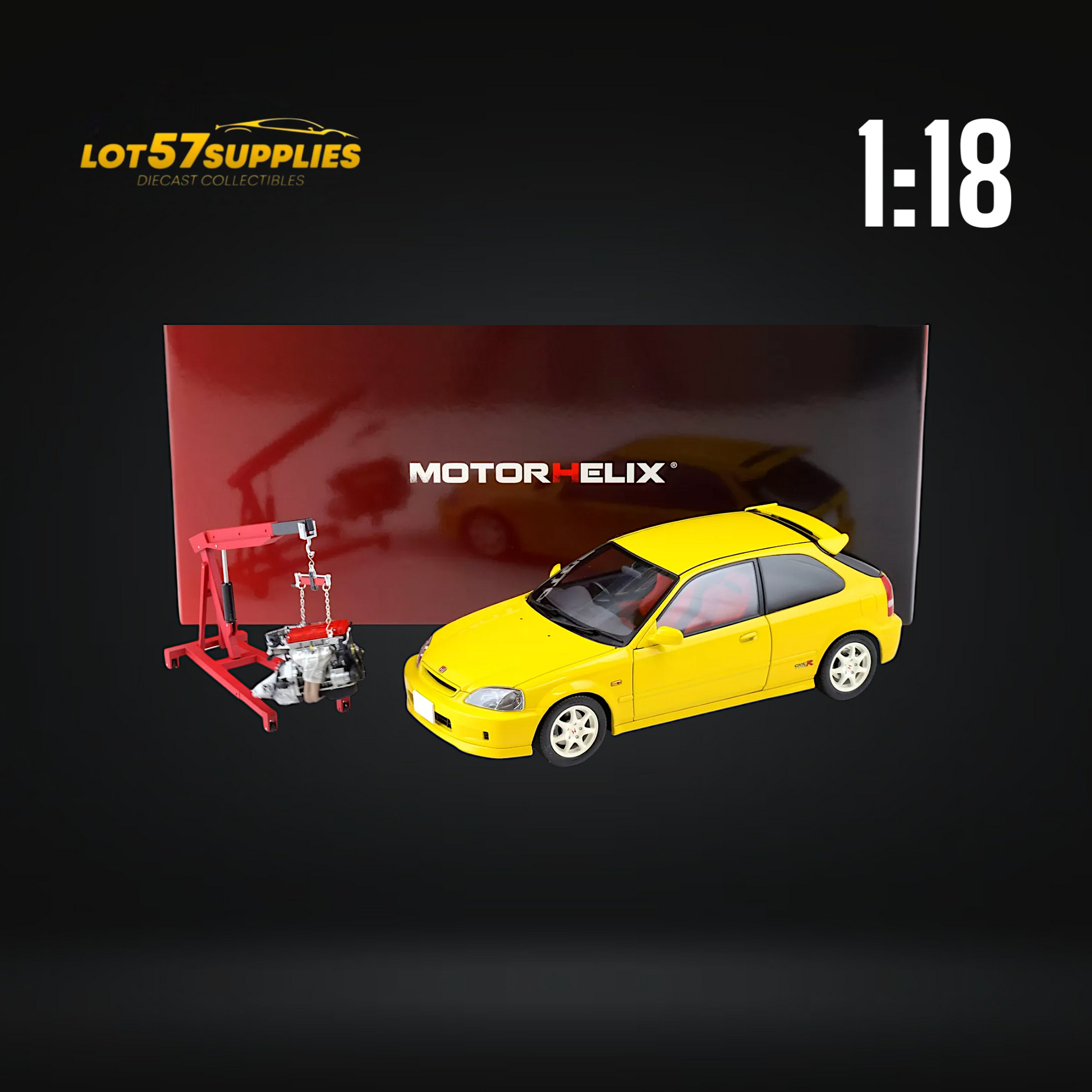 MOTORHELIX Honda Civic Type-R EK9-120 YELLOW 1:18