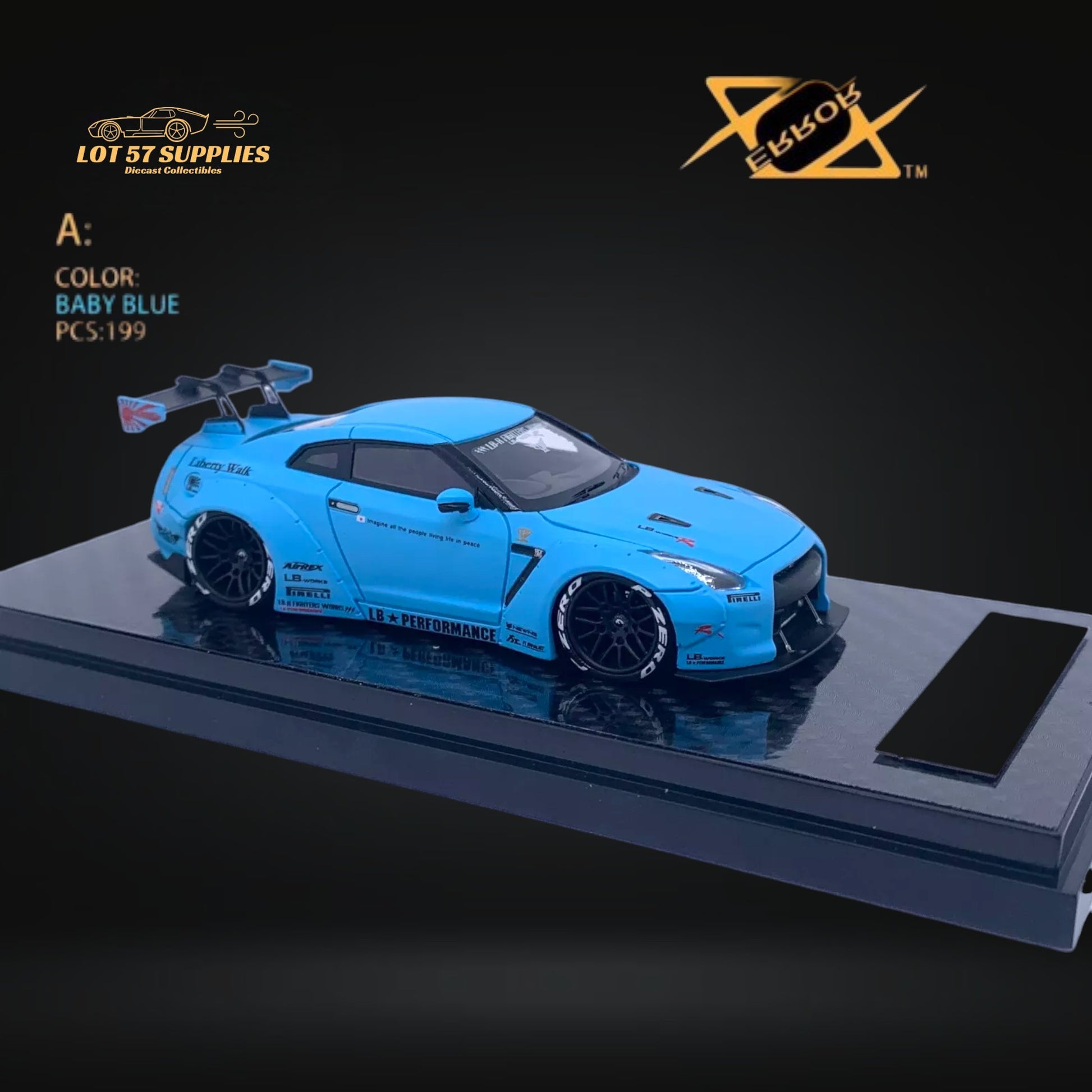 Error404 LB-Works Nissan Skyline GT-R R35 Baby Blue 1:64