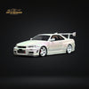 Fuji Skyline GT-R R34 Nismo Z-Tune High Wing White Pearl 1:64