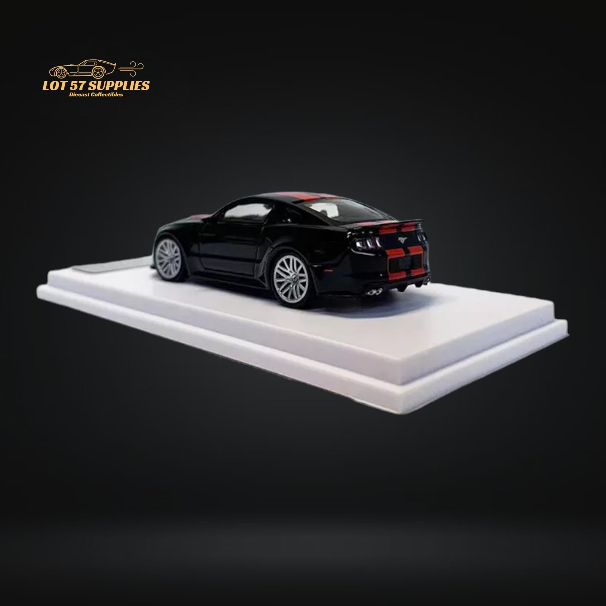 GDO Hunter x DCM 2014 Ford Mustang GT 5.0 Black With Red Stripes 1:64