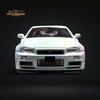 Fuji Skyline GT-R R34 Nismo Z-Tune High Wing White Pearl 1:64