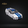 GDO Hunter x DCM 2014 Ford Mustang GT 5.0 Silver With Blue Stripes 1:64