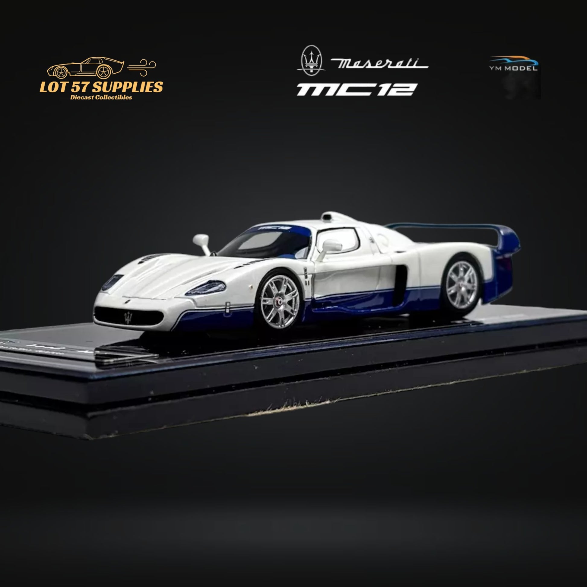 YM Model Maserati MC12 Stradale 2-Tone Blue / White Limited to 499 Pcs 1:64