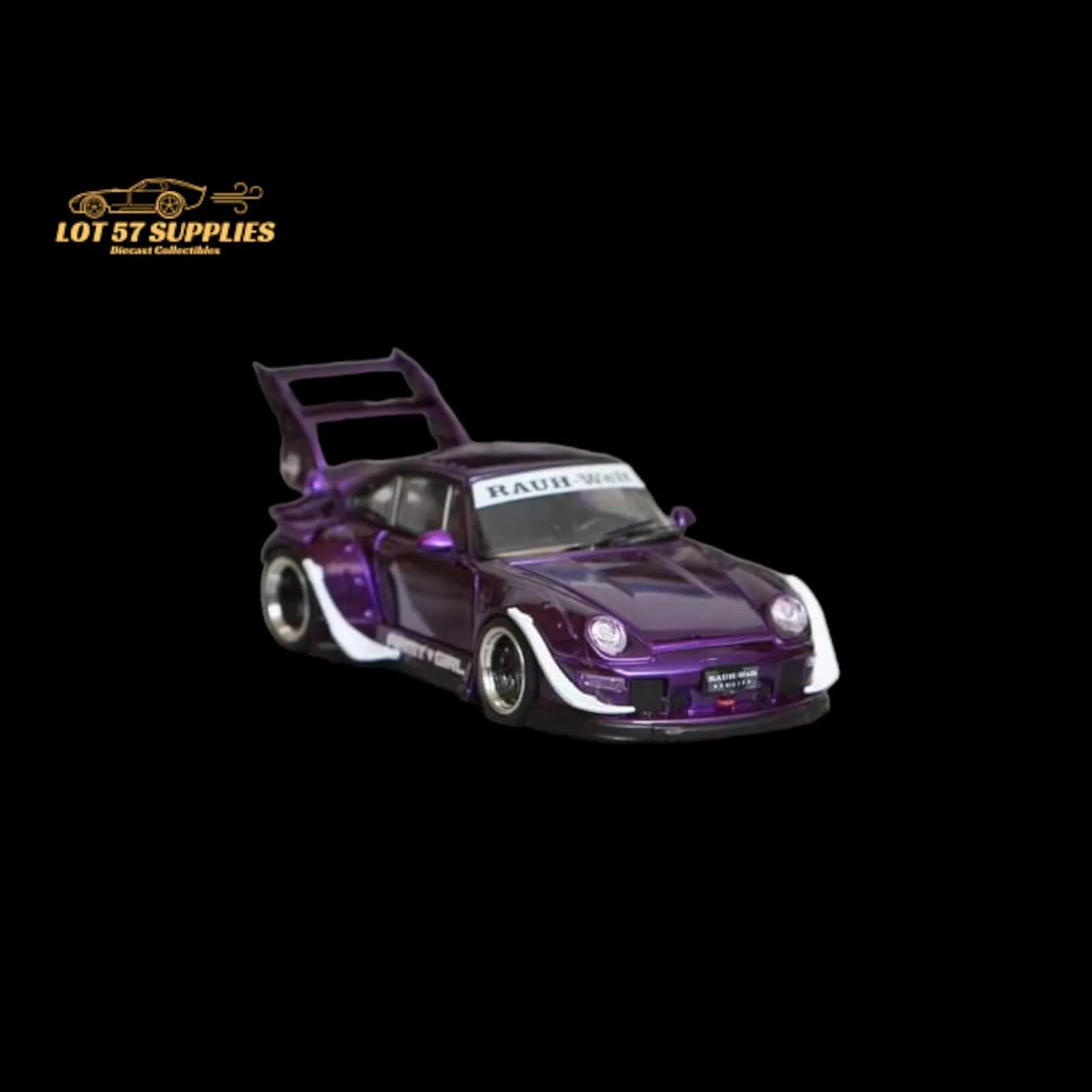 Street Weapon Porsche RWB 993 PURPLE ARMY GIRL GT HIGH WING 1:64