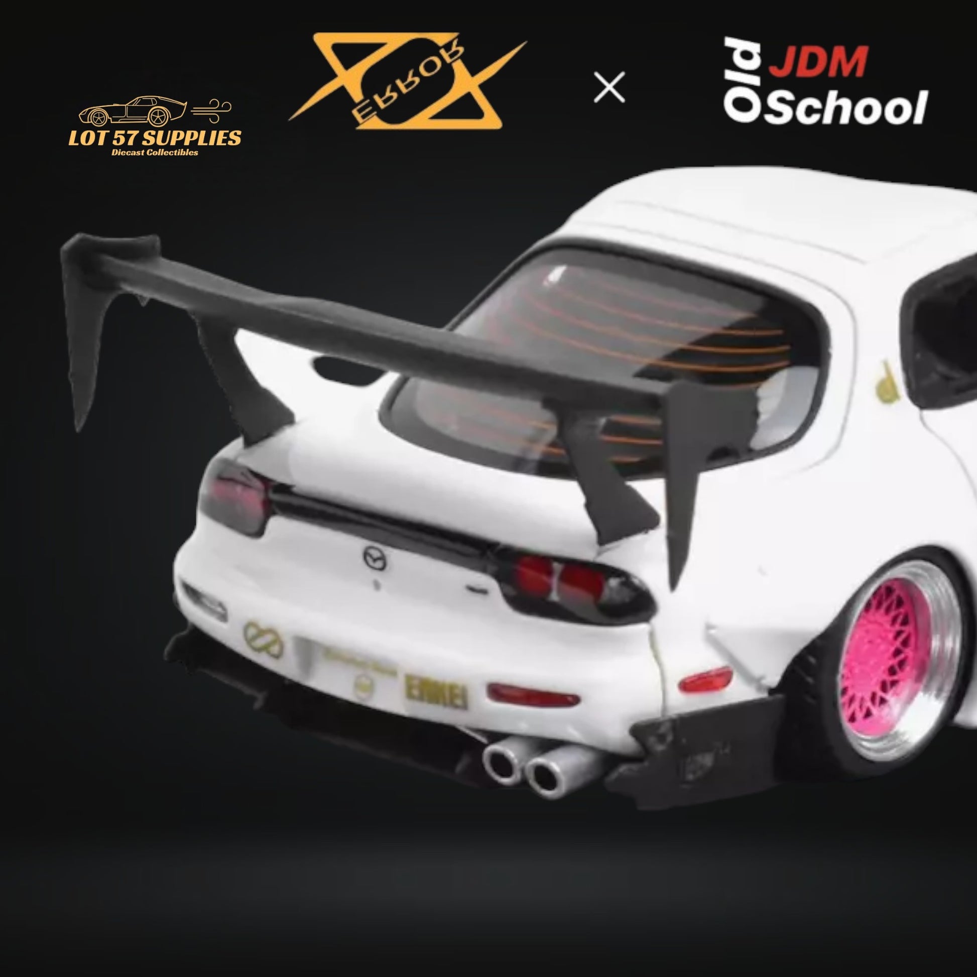 Error404 Model x  OLD SCHOOL JDM Mazda RX-7 Rocket Bunny in White 1:64