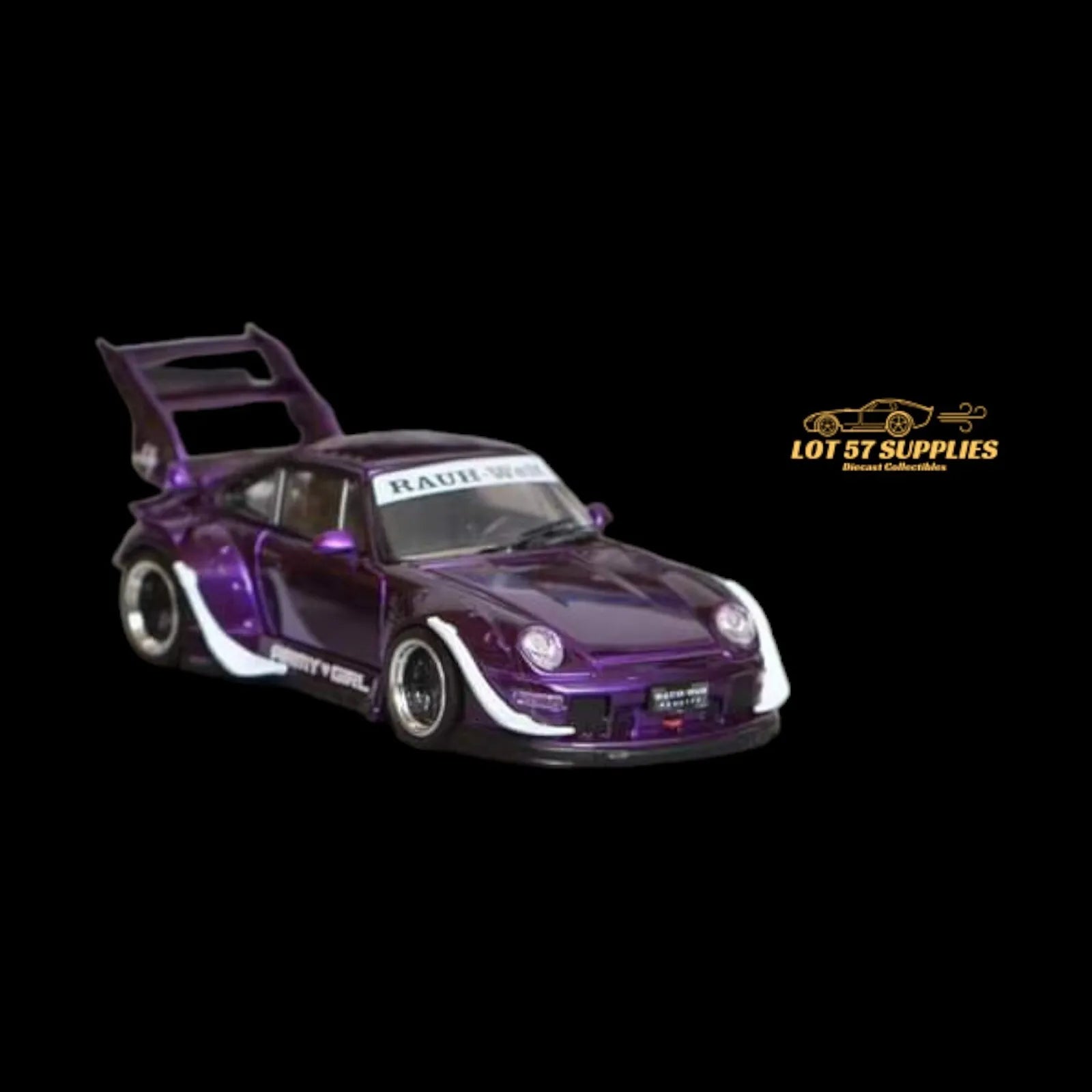 Street Weapon Porsche RWB 993 PURPLE ARMY GIRL GT HIGH WING 1:64