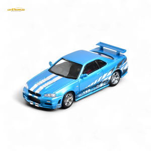 Stance Hunters Skyline GT-R R34 Z-Tune Guru Chrome Blue 888pcs 1:64