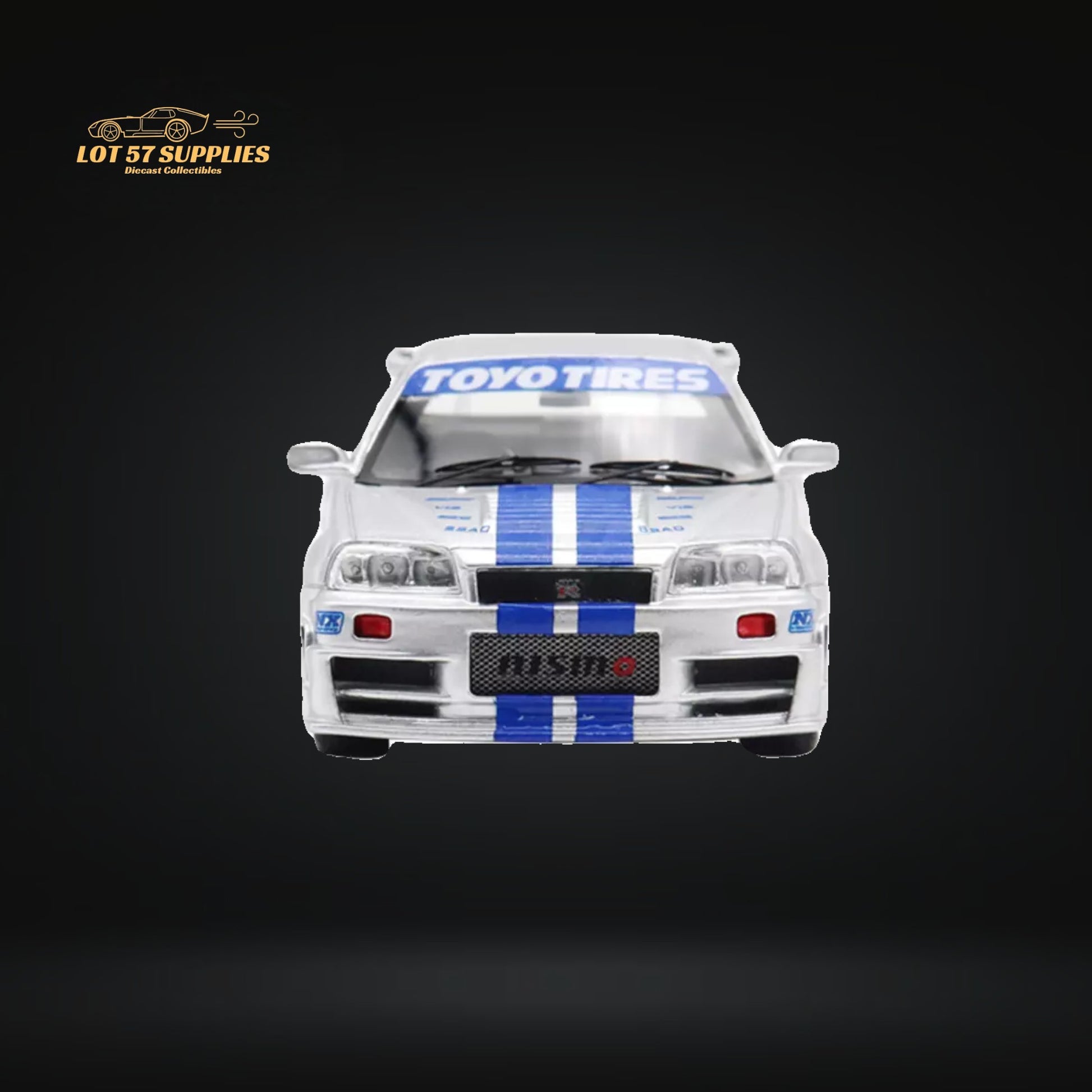 YM model X Q CAR Skyline R34 Silver Blue F&F Livery Resin 1:64