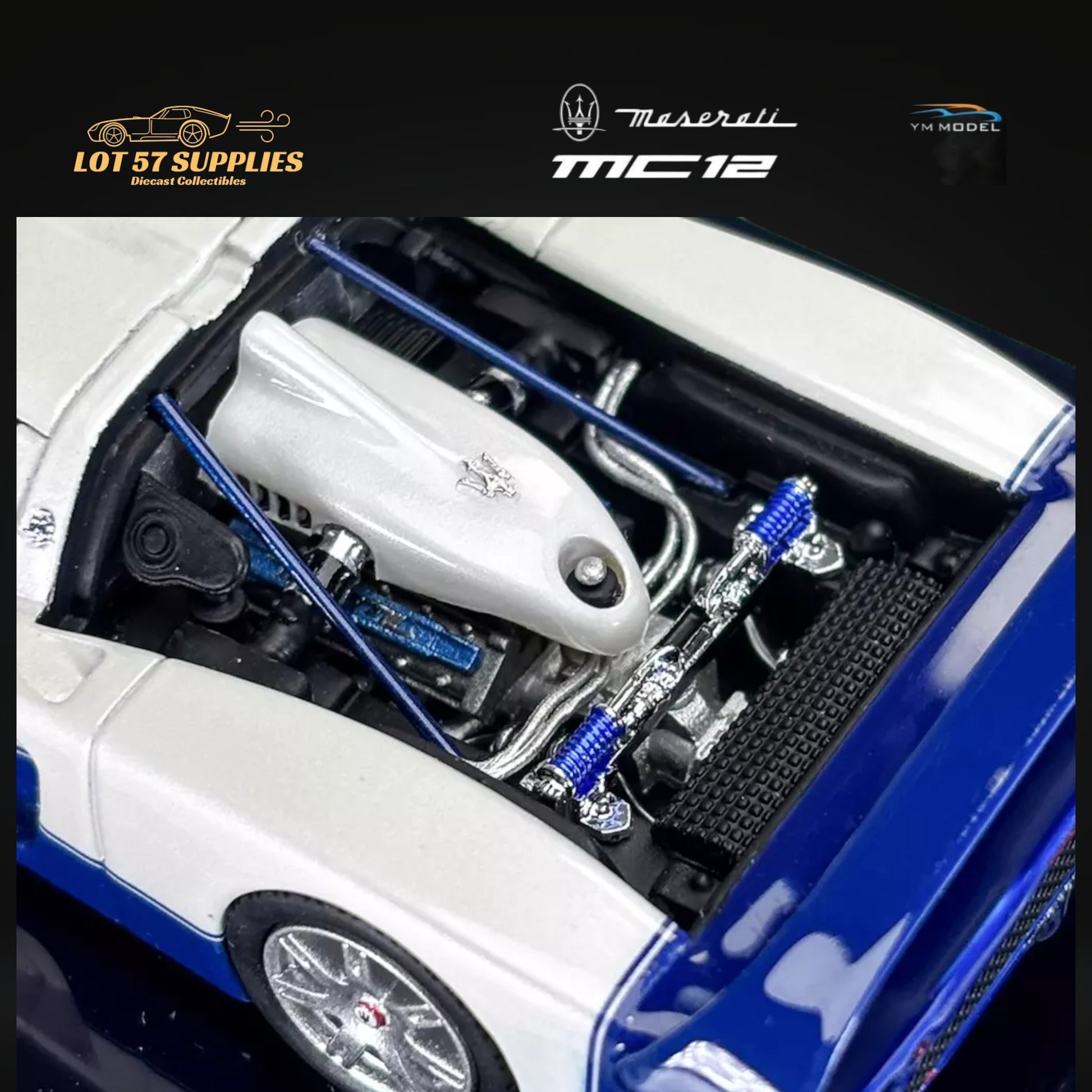 YM Model Maserati MC12 Stradale 2-Tone Blue / White Limited to 499 Pcs 1:64