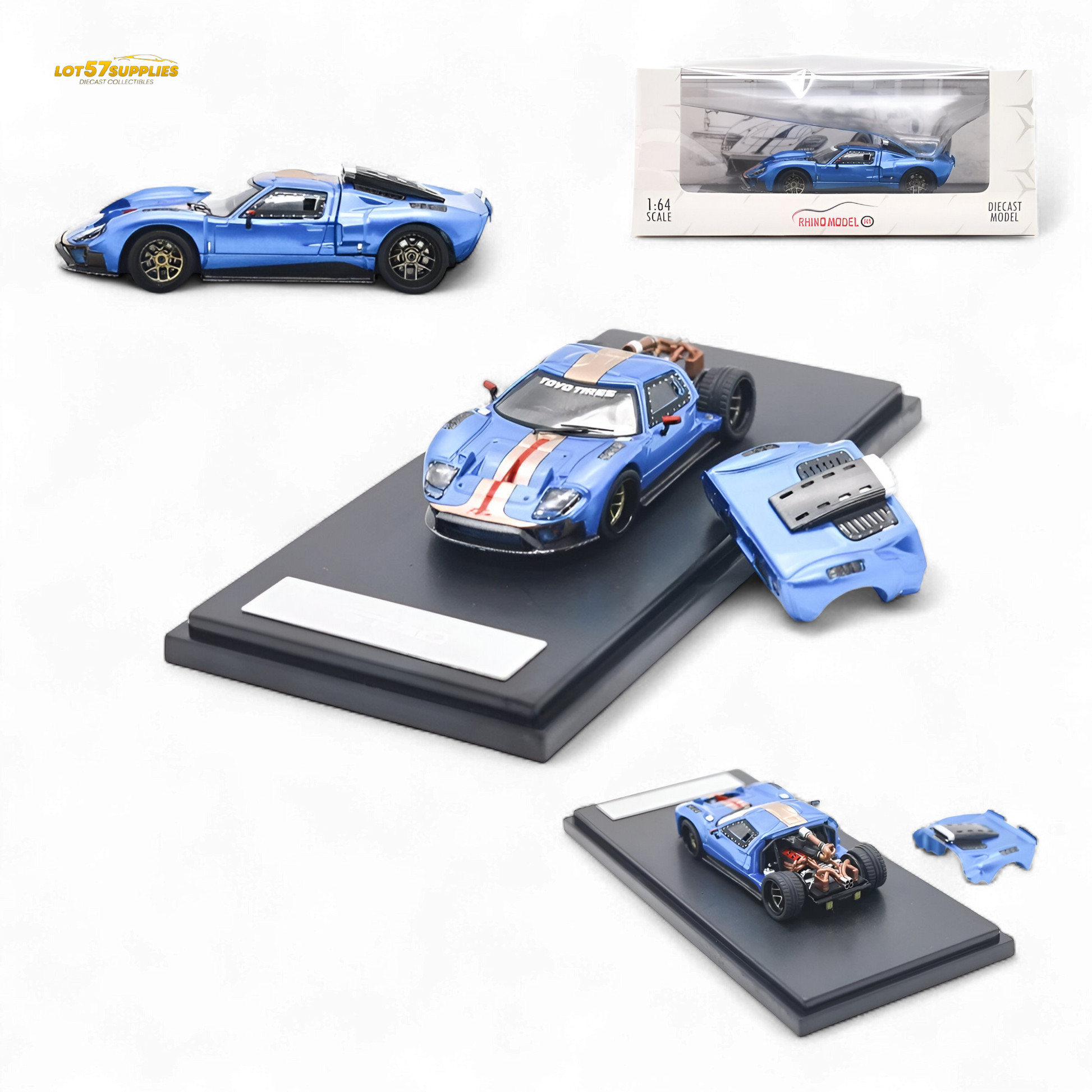 Rhino Model Ford GT40 Blue 1:64 Diecast Model