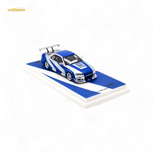 TimeMicro SKYLINE GT-R R34 - Blue Silver Ordinary 1:64