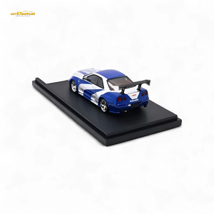 Fast Speed Skyline R34 GT-R 5th Generation BNR34 Silver Blue Strips 1:64