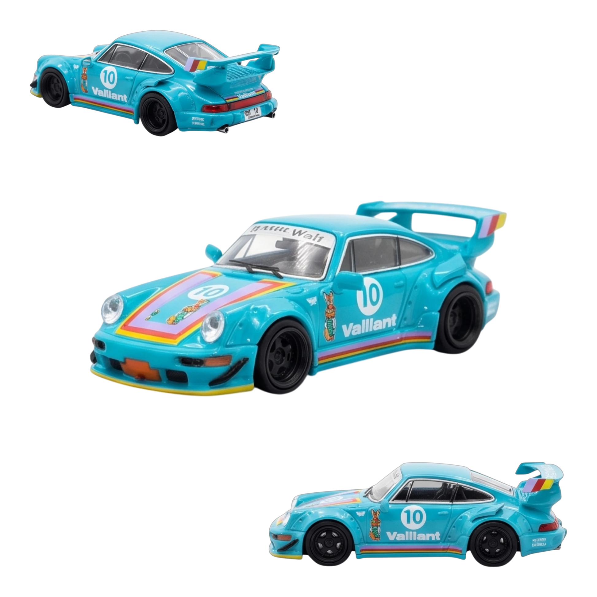 Star Model Porsche RWB 964 GT Wing Green Vaillant 1:64 — angle 1