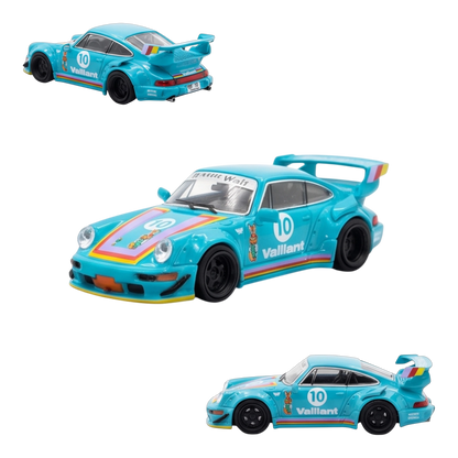 Star Model Porsche RWB 964 GT Wing Green Vaillant 1:64 — angle 1