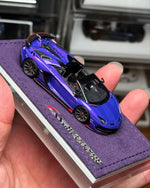 TARDIS x EDM Lamborghini Aventador SVJ Roadster 1:64 resin model in purple