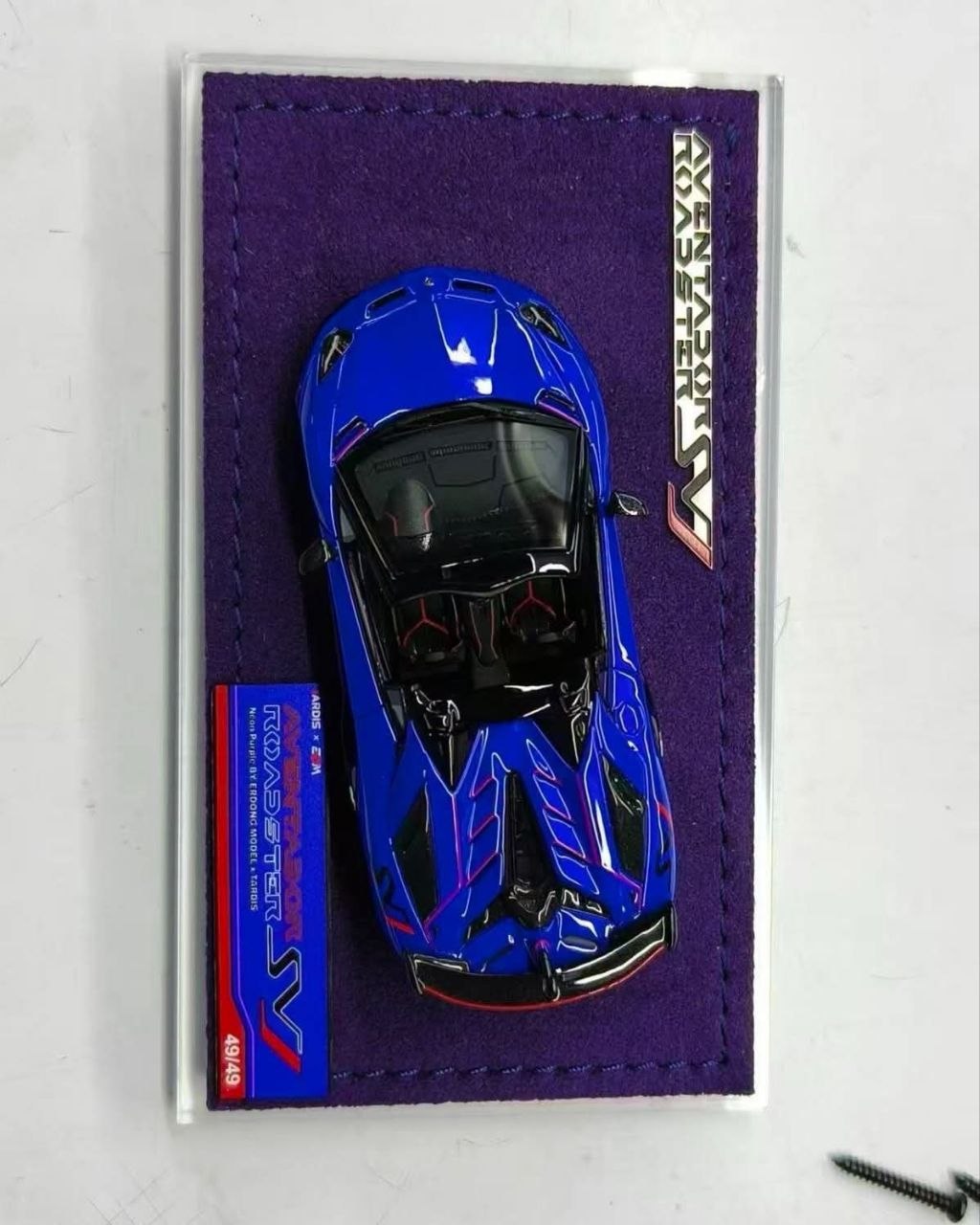 TARDIS x EDM Lamborghini Aventador SVJ Roadster 1:64 resin model in purple