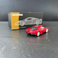 TOC x EDM x AHandofGod Ferrari 458 Rosso Corsa + White Stripe 1:64 diecast, rear three-quarter beside its box