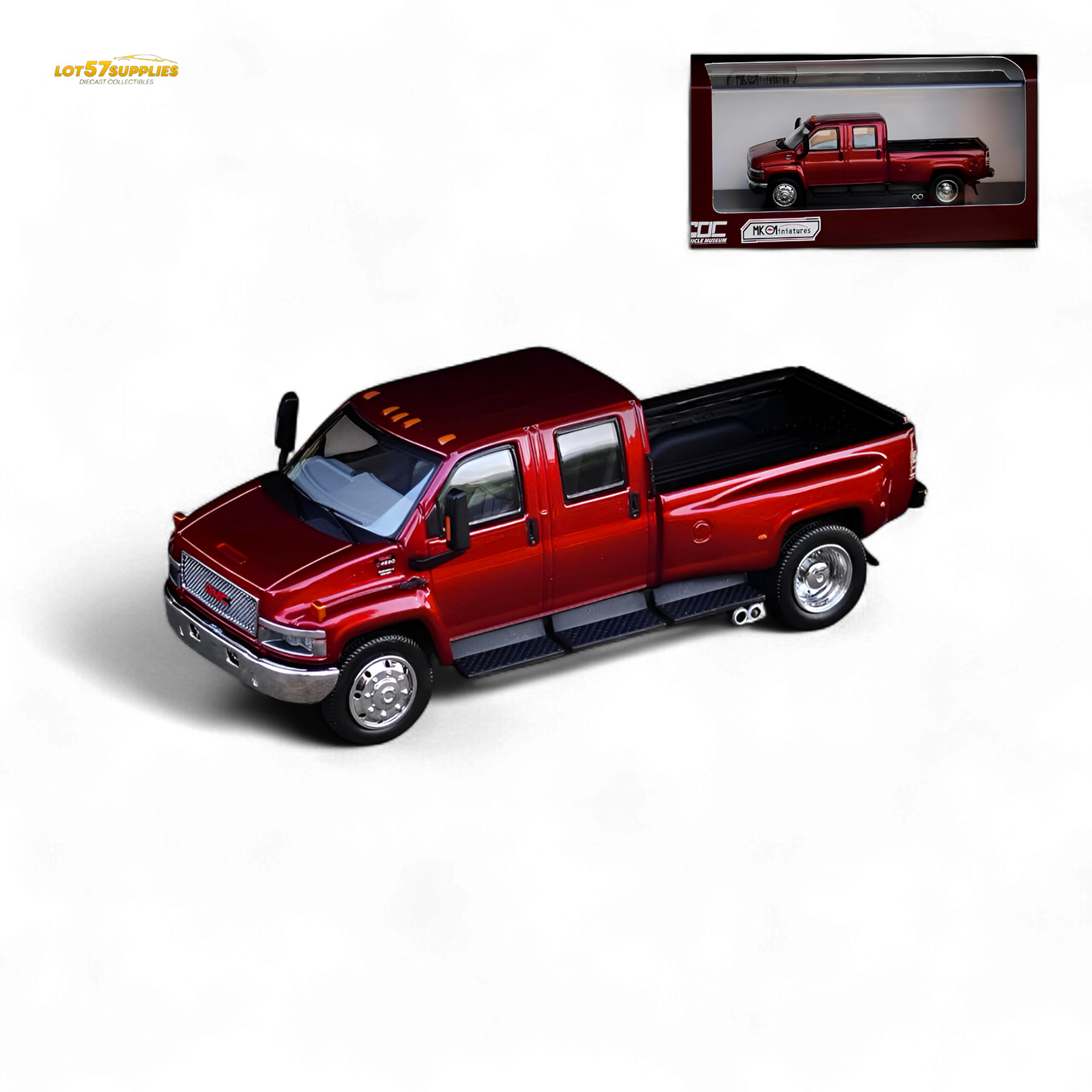 (Pre-Order) MK Miniatures & GOC GMC Top Kick Pick Up Truck - Metallic Red 1:64