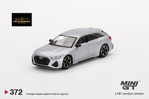 Mini-GT Audi RS 6 Avant Carbon Black Edition Florett Silver Limited Edition 1:64