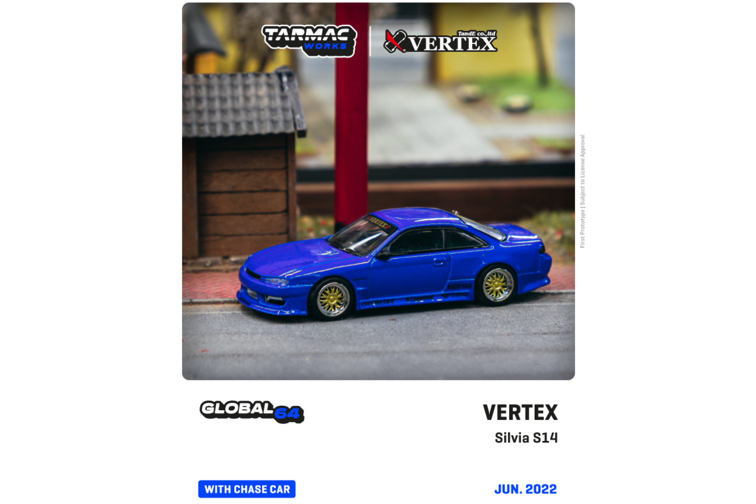 Tarmac Works Global64 VERTEX Silvia S14 Blue Metallic 1:64